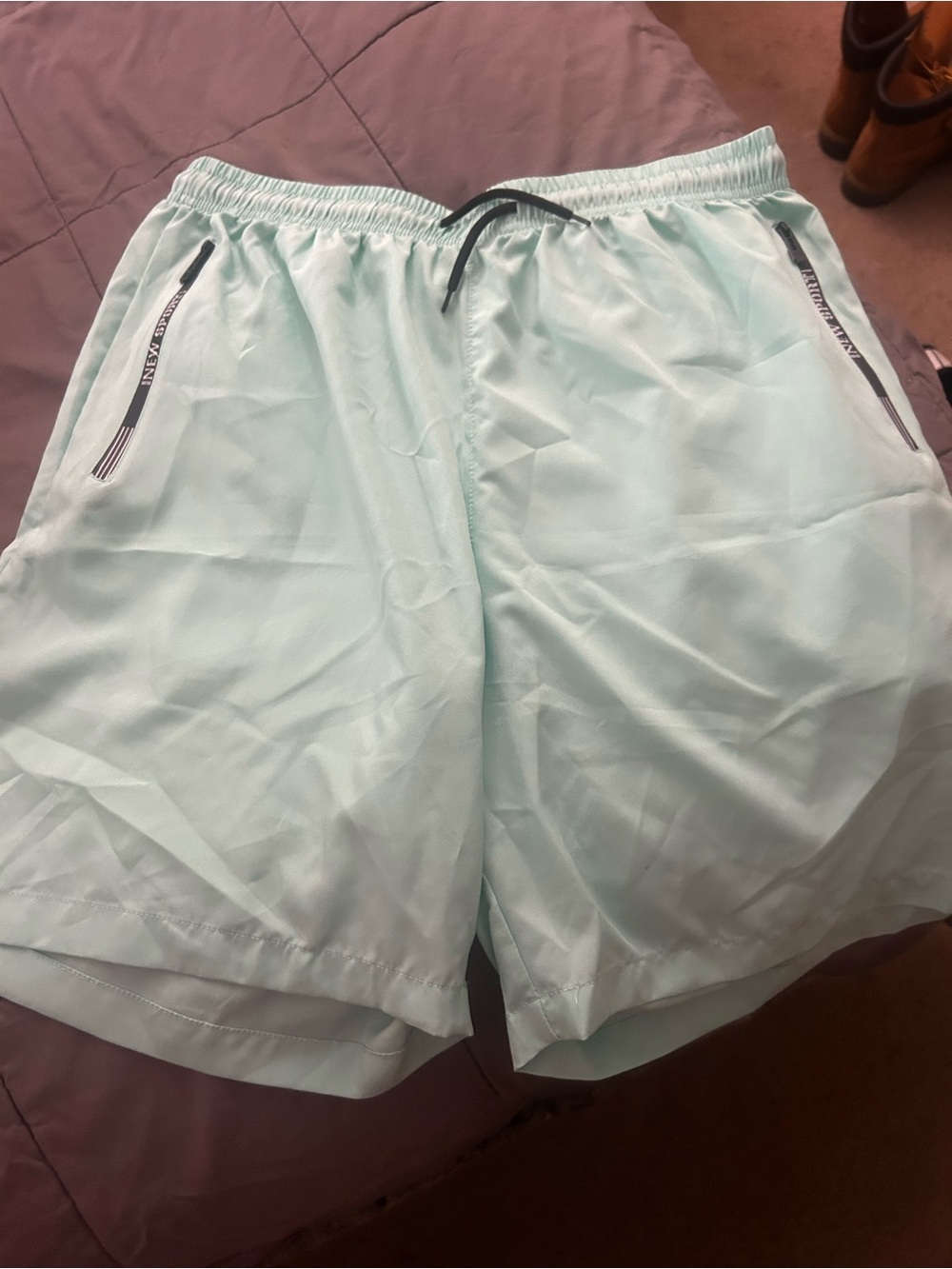 Lightweight Mint Athletic Shorts with Zip Pockets